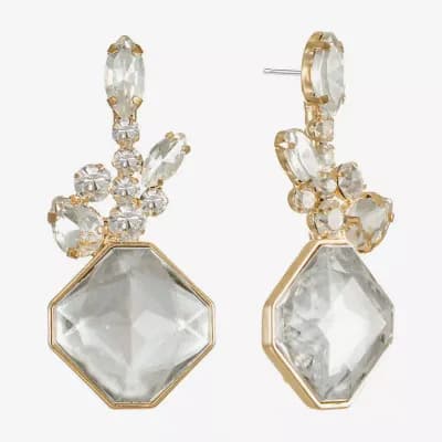 Monet Jewelry Womens Glass Square Hypoallergenic Drop Earrings