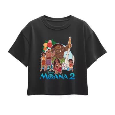 Disney Collection Little & Big Kid Girls Round Neck Short Sleeve Regular Fit Princess Moana Graphic T-Shirt