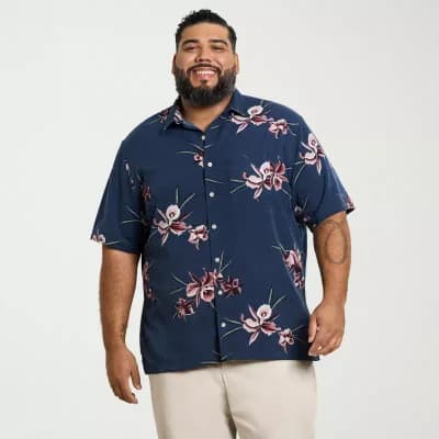 Van Heusen Weekend Mens Big and Tall Camp Shirt