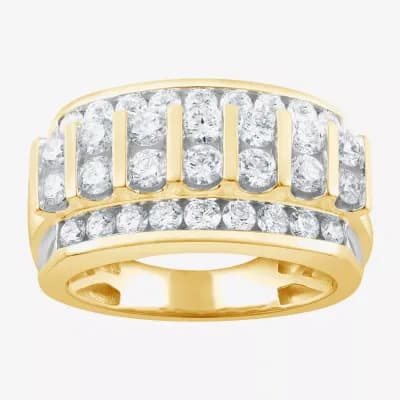 F / Vs2 Mens 4MM 2 1/2 CT. T.W. Lab Created White Diamond 10K Gold Band