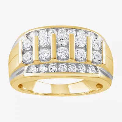 F / Vs2 Mens 3.5MM 1 1/2 CT. T.W. Lab Grown White Diamond 10K Gold Band