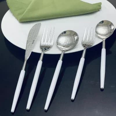 Vibhsa White Hammared 20-pc. Flatware Set