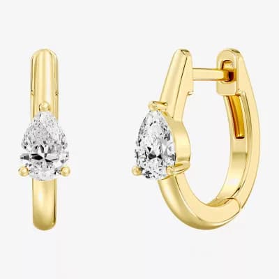(F/Si1-Si2) Womens 5/8 CT. T.W. Lab Grown White Diamond 14K Gold Over Silver 15.3mm Pear Hoop Earrings