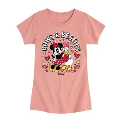 Disney Collection Little & Big Kid Girls Crew Neck Short Sleeve Regular Fit Minnie Mouse Graphic T-Shirt
