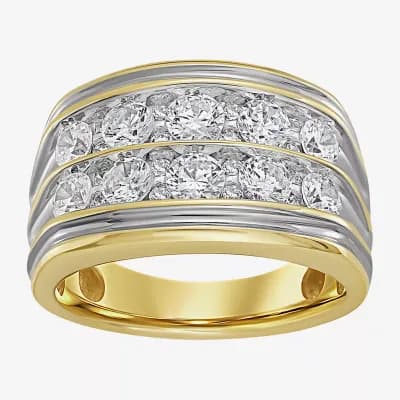 (F / Si2) Mens 14MM 2 CT. T.W. Lab Grown White Diamond 14K Gold Over Silver Band
