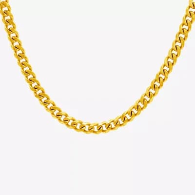Mens 14K Gold Over Stainless Steel 24 Inch Link Chain Necklace