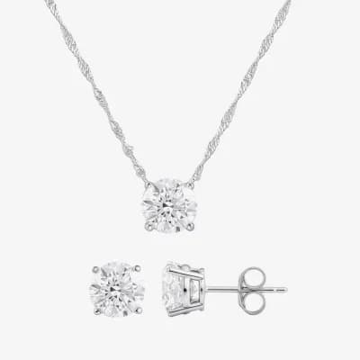 (G/Si1) Womens 3 CT. T.W. Lab Grown White Diamond 10K Gold Round 2-pc. Jewelry Set