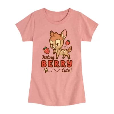 Disney Collection Toddler Girls Crew Neck Short Sleeve Regular Fit Bambi Graphic T-Shirt