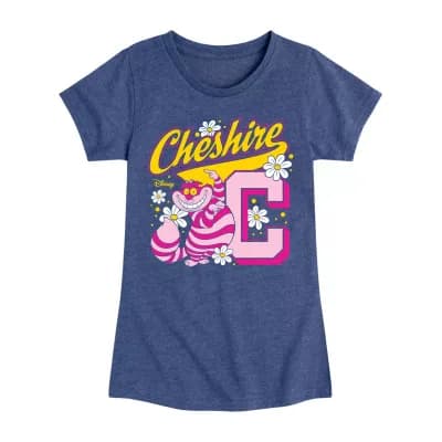Disney Collection Little & Big Kid Girls Crew Neck Short Sleeve Regular Fit Alice in Wonderland Graphic T-Shirt