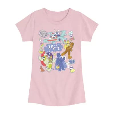 Disney Collection Little & Big Kid Girls Crew Neck Short Sleeve Regular Fit Star Wars Graphic T-Shirt