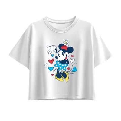 Disney Collection Little & Big Kid Girls Crew Neck Short Sleeve Regular Fit Minnie Mouse Graphic T-Shirt