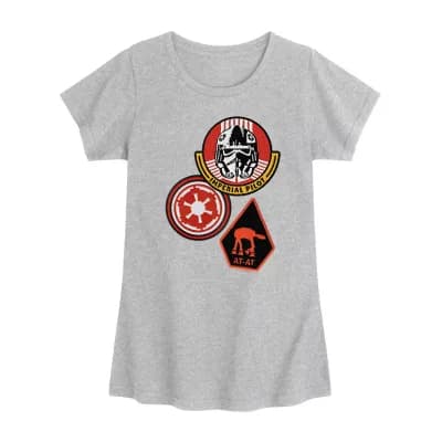 Disney Collection Little & Big Kid Girls Crew Neck Short Sleeve Regular Fit Star Wars Graphic T-Shirt