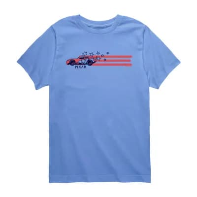 Disney Collection Little & Big Kid Boys Crew Neck Short Sleeve Regular Fit Cars Graphic T-Shirt