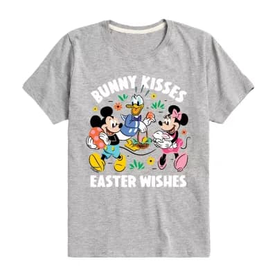 Disney Collection Little & Big Kid Boys Crew Neck Short Sleeve Regular Fit Donald Duck Mickey Mouse Minnie Mouse Graphic T-Shirt
