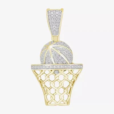 (J / I3) Mens 1/5 CT. Natural White Diamond 10K Gold Over Silver Pendant