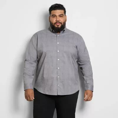 Van Heusen Cronbie Mens Long Sleeve Regular Fit Stretch Fabric Wrinkle Free Big and Tall Button-Down Shirt