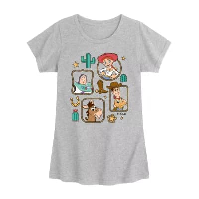Disney Collection Big Kid Girls Crew Neck Short Sleeve Regular Fit Toy Story Graphic T-Shirt