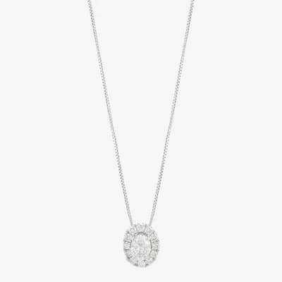 (H-I/Si2) Womens 1/2 CT. T.W. Lab Grown White Diamond Sterling Silver Oval 18 Inch Pendant Necklace