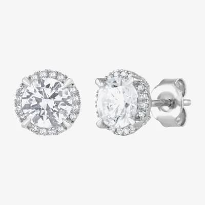 (G/Si1-Si2) 2 CT. T.W. Lab Grown White Diamond Sterling Silver 7.5mm Round Stud Earrings