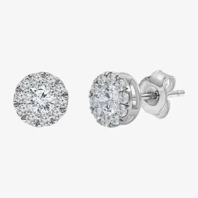 (I/Si2) 1 CT. T.W. Lab Grown White Diamond Sterling Silver 3.2mm Round Stud Earrings