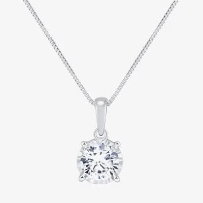 (H-I/Si2) Womens 3/4 CT. T.W. Lab Grown White Diamond Sterling Silver Round 18 Inch Pendant Necklace