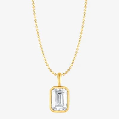 (G/Si1-Si2) Womens 1 CT. T.W. Lab Grown White Diamond 14K Gold Over Silver 18 Inch Pendant Necklace