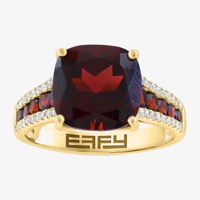 Effy Final Call Limited Quantities! Womens 1/5 CT. Genuine Red Garnet 14K Gold Cushion Cocktail Ring