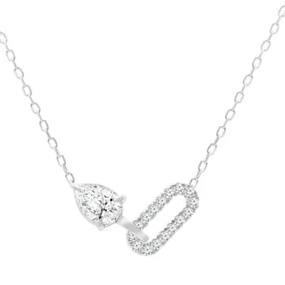 (I/Si2) Womens 1/2 CT. T.W. Lab Grown White Diamond Sterling Silver Pear 18 Inch Pendant Necklace
