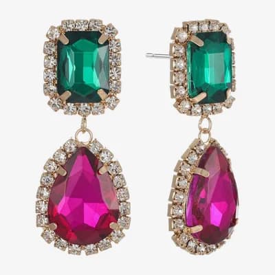 Bijoux Bar Womens Multi Color Glass Hypoallergenic Drop Earrings