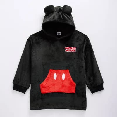 Disney Collection Girls Long Sleeve Embroidered Mickey Mouse Fleece Hoodie