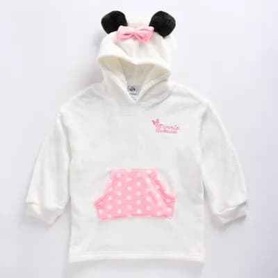 Disney Collection Girls Long Sleeve Embroidered Minnie Mouse Fleece Hoodie