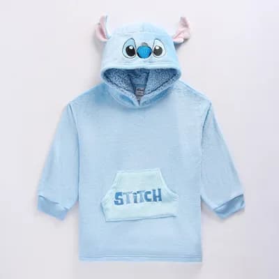 Disney Collection Girls Long Sleeve Embroidered Stitch Fleece Hoodie
