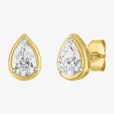 (E-F/Vs1-Vs2) 1 CT. T.W. Lab Grown White Diamond 10K Gold 8mm Pear Stud Earrings