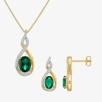 Gemstone 14K Gold Over Brass 2-pc. Oval Jewelry Set
