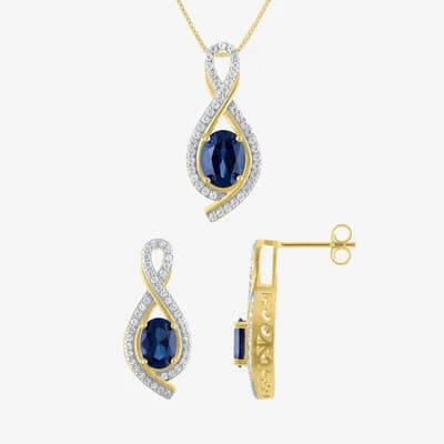 Gemstone 14K Gold Over Brass Oval Jewelry 2pc Set