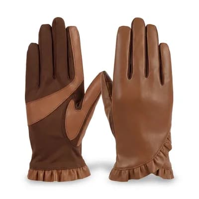 Isotoner Faux Leather Ruffle 1 Pair Gloves