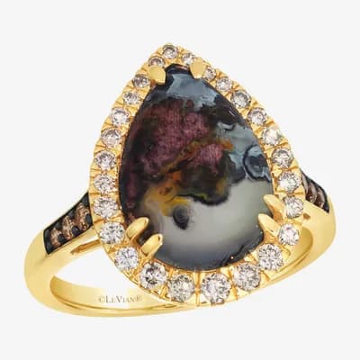 Le Vian Grand Sample Sale Le Vian Grand Sample Sale Limited Quantities! Womens 3/8 CT. T.W. Genuine Black Chalcedony 14K Gold Pear Halo Side Stone Cocktail Ring