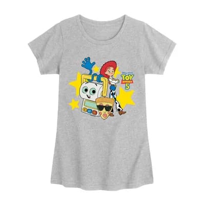 Disney Collection Pizza Toy Jessie And Friends Big Kid Girls Crew Neck Short Sleeve Classic Fit Jessie Toy Story Graphic T-Shirt