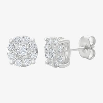 (H-I / I1) 1/2 CT. T.W. Lab Grown White Diamond Sterling Silver 7.4mm Round Stud Earrings