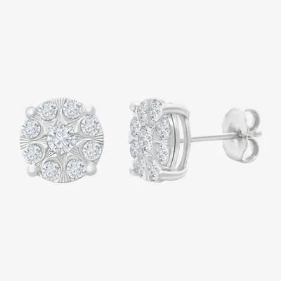 (H-I / I1) 1 CT. T.W. Lab Grown White Diamond Sterling Silver 8.9mm Round Stud Earrings