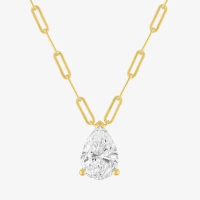 Diamond Addiction (G-H / Si2-I1) Womens 2 CT. T.W. Lab Grown White Diamond 10K Gold Pear 18 Inch Pendant Necklace