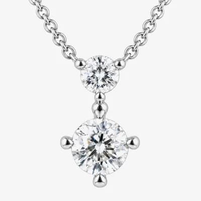 (G / Si1-Si2) Womens 3 CT. T.W. Lab Grown White Diamond 10K Gold Round 18 Inch Pendant Necklace