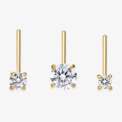 3-pc. Cubic Zirconia 14K Gold Nose Ring