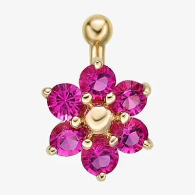 Pink Crystal 14K Gold Nose Ring