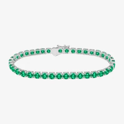 Womens Gemstone Sterling Silver 7.25 Inch Tennis Bracelet