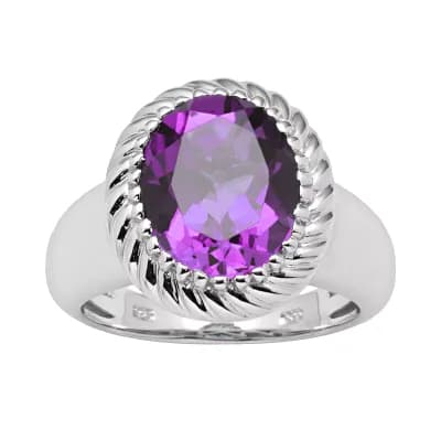 Oro Leoni Sterling Silver Amethyst Ring