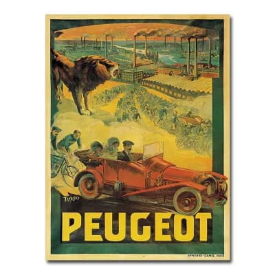 Peugeot Cars 1908 24'' x 32'' Canvas Art by Francisco Tamagno