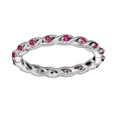 Stacks & Stones Sterling Silver Lab-Created Ruby Stack Ring
