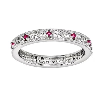 Stacks & Stones Sterling Silver Lab-Created Ruby Stack Ring