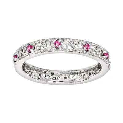 Stacks & Stones Sterling Silver Lab-Created Pink Sapphire Stack Ring